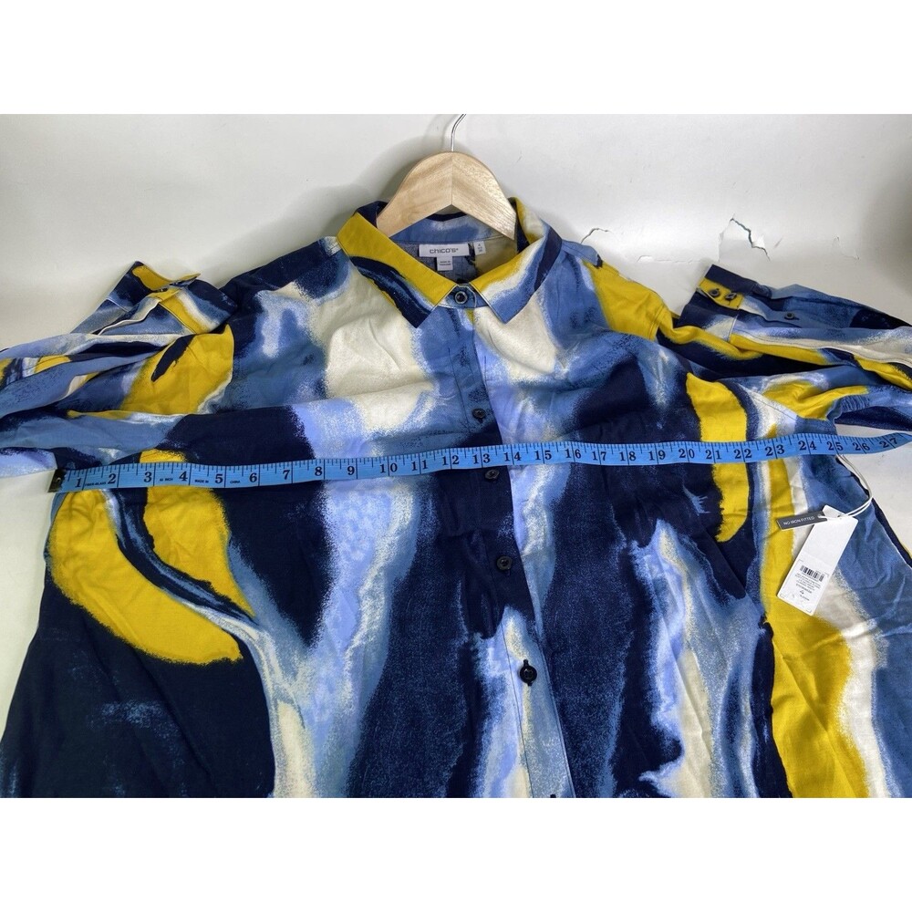 Chico's No Iron Stretch Swirls Tunic Shirt Long Sleeve Plus Womens 4 US 20 XXL - Picture 5 of 7